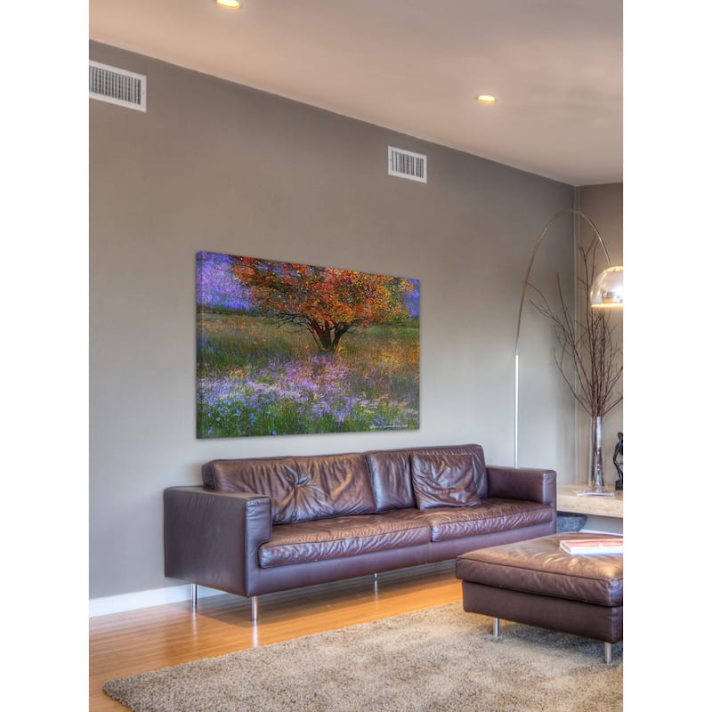 Marmont Hill 'Lone Tree Flowered Meadow' by Chris Vest Painting Print on Canvas - Multi-Color