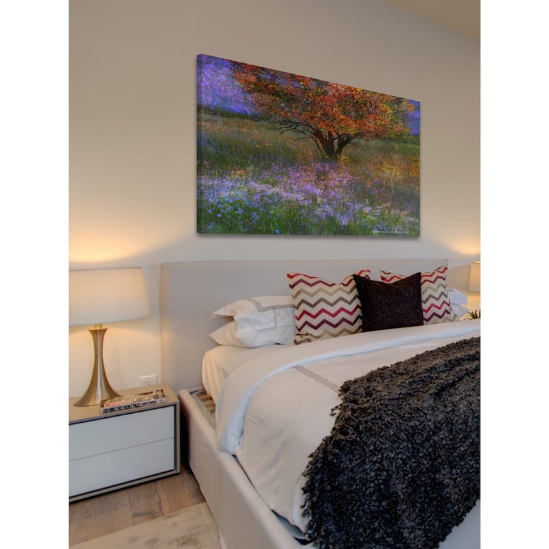 Marmont Hill 'Lone Tree Flowered Meadow' by Chris Vest Painting Print on Canvas - Multi-Color