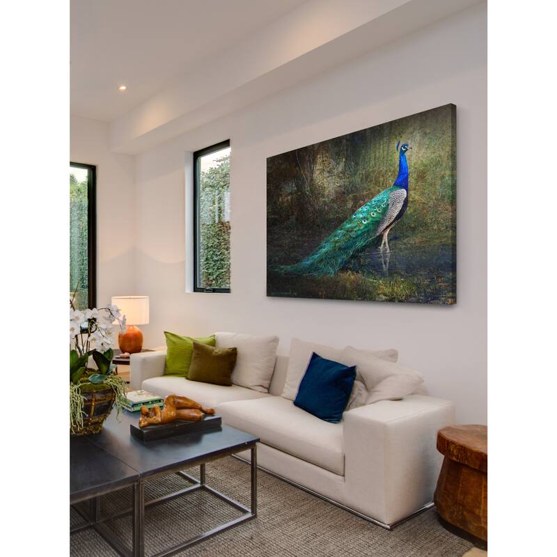 Marmont Hill 'Jungle Stream Peacock' by Chris Vest Painting Print on Canvas - Multi-Color
