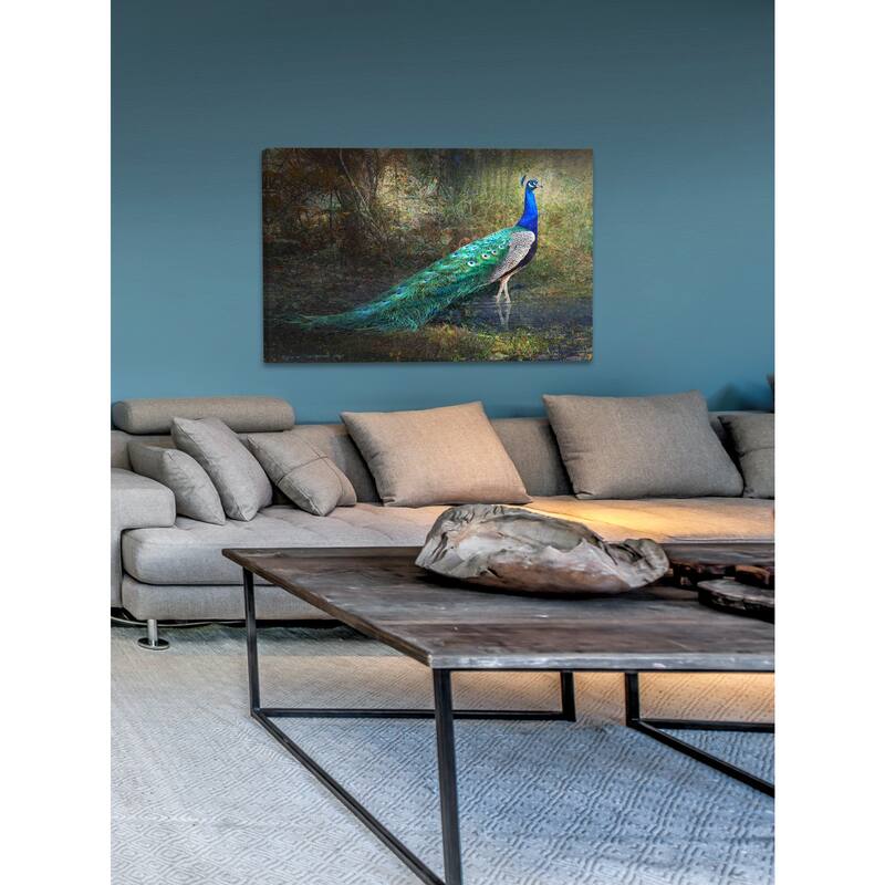 Marmont Hill 'Jungle Stream Peacock' by Chris Vest Painting Print on Canvas - Multi-Color
