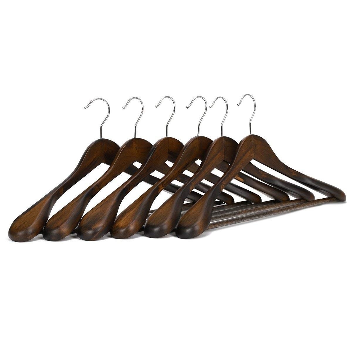 6-Pack Wide Shoulder Wooden Suit Hangers by Casafield - Bed Bath