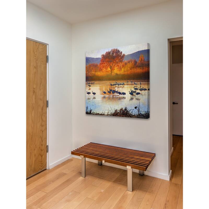 Marmont Hill 'Orange Tree Cranes' by Chris Vest Painting Print on Canvas - Multi-Color