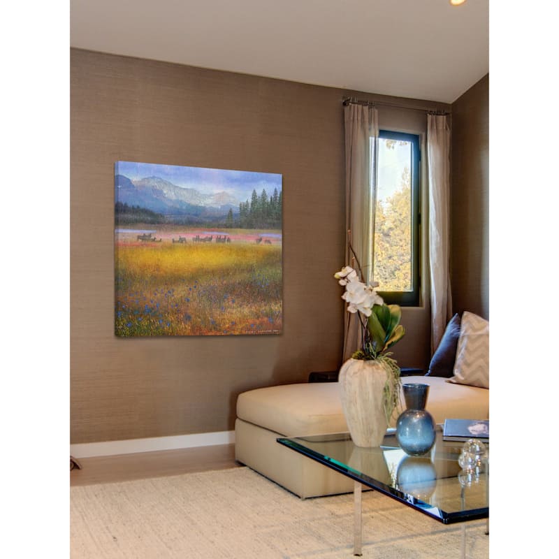 Marmont Hill 'Flowered Meadow Elk' by Chris Vest Painting Print on Canvas - Multi-Color