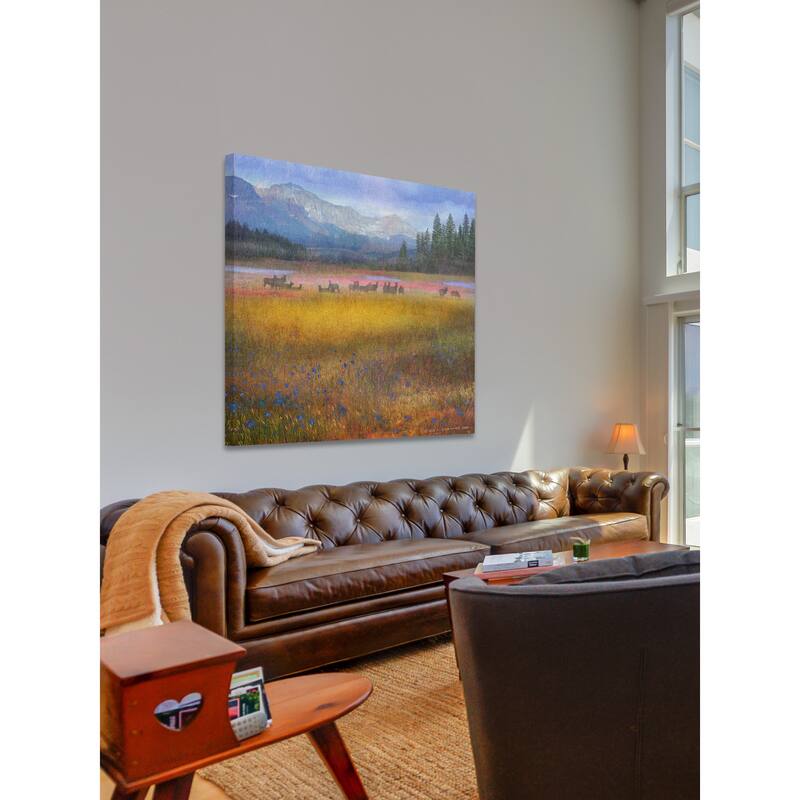 Marmont Hill 'Flowered Meadow Elk' by Chris Vest Painting Print on Canvas - Multi-Color