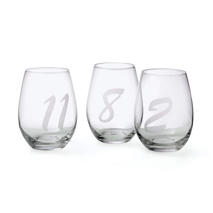 Clear 12-Piece Numbered Stemless Glasses