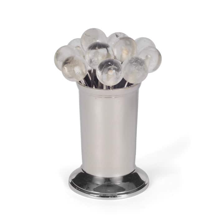Polished Nickel Clear Party Picks (Set of 12)