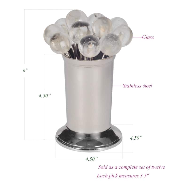 Polished Nickel Clear Party Picks (Set of 12)