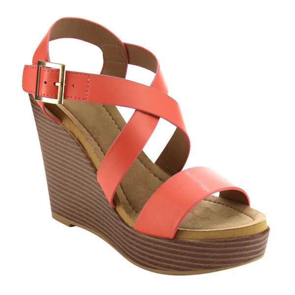 Beston BC01 Women's Criss Cross Wedge Sandals - Free Shipping On Orders ...