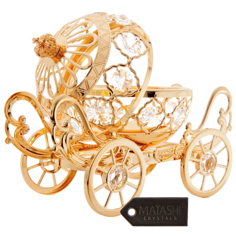 Goldplated Cinderella Inspired Pumpkin Coach Made with Genuine Matashi Crystals