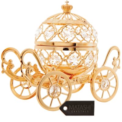 Goldplated Cinderella Inspired Pumpkin Coach Made with Genuine Matashi Crystals