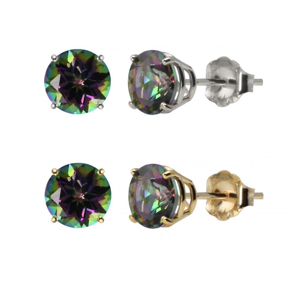 10k Yellow Gold Trillion Cut online Twilight Mystic Topaz and Moissanite Earrings