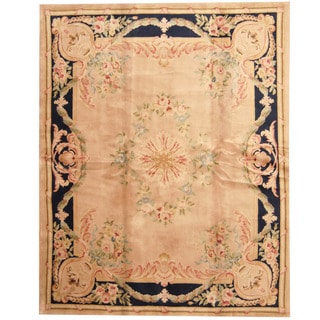 Hand-knotted French Aubusson Peach Wool Rug (8' x 10') - 13036586 ...