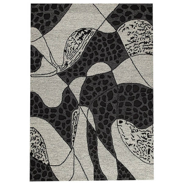 M.A.Trading Hand-Tufted Indo Riddle Black/ White Rug (7'10 x 9'10)