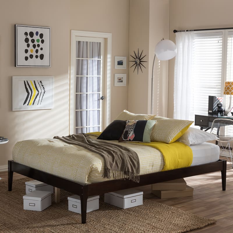 Baxton Studio Damon Mid-century Modern Cappuccino Bed