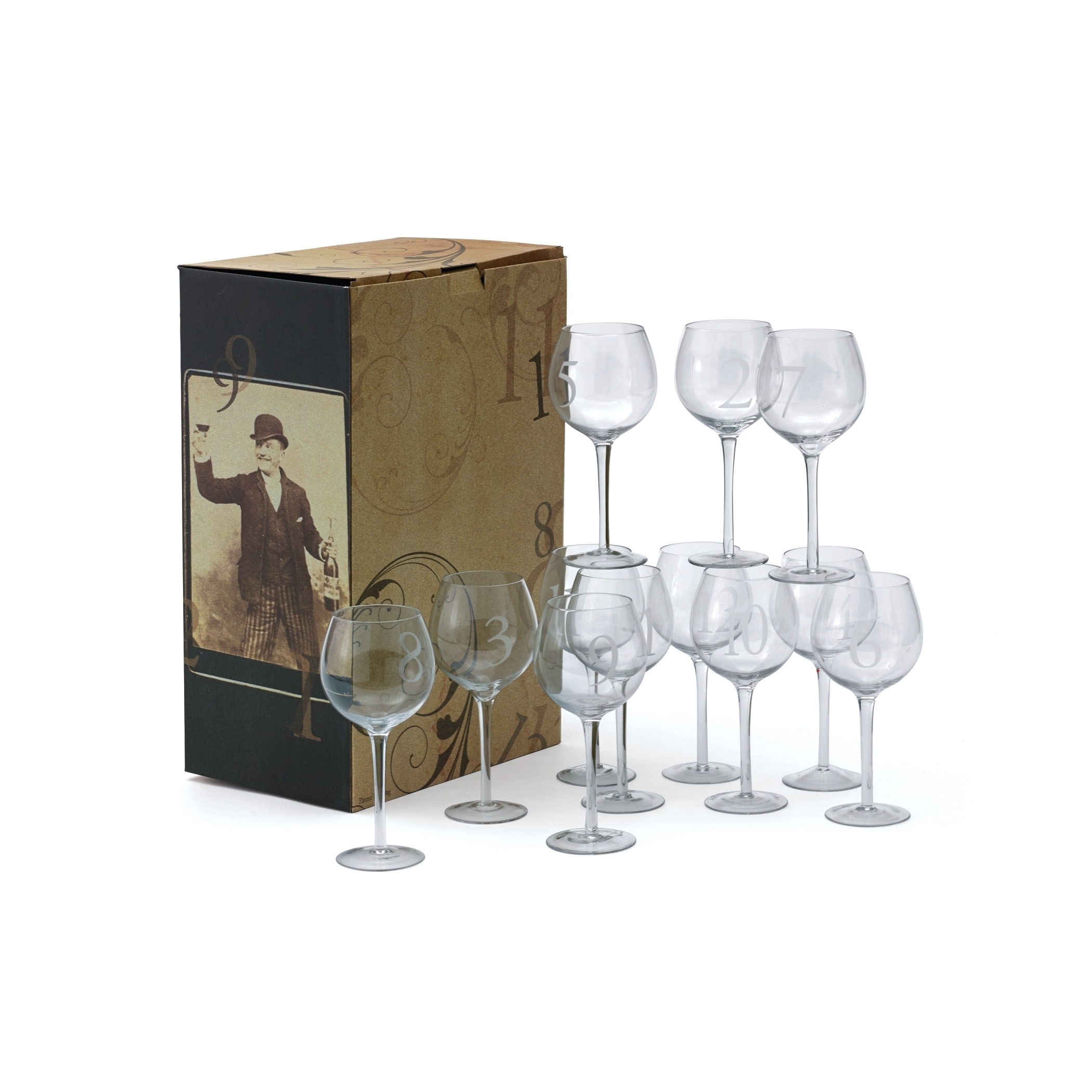 Set of 12 Fish Cut Wine Glass 