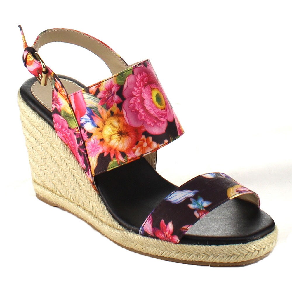 flower print wedges