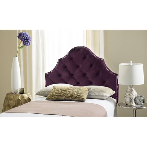 SAFAVIEH Arebelle Aubergine Velvet Upholstered Tufted Headboard - Silver Nailhead (Twin)