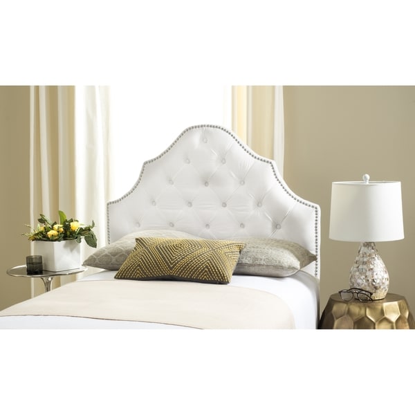 Safavieh Arebelle White Velvet Upholstered Tufted Headboard Safavieh Arebelle White Velvet Upholstered Tufted Headboard Silver Nailhead Twin