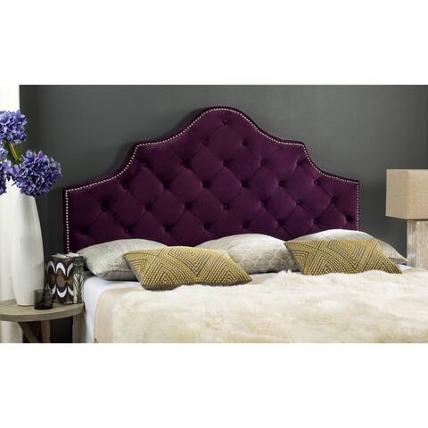Safavieh Arebelle Aubergine Velvet Upholstered Tufted Headboard - Silver Nailhead (King)