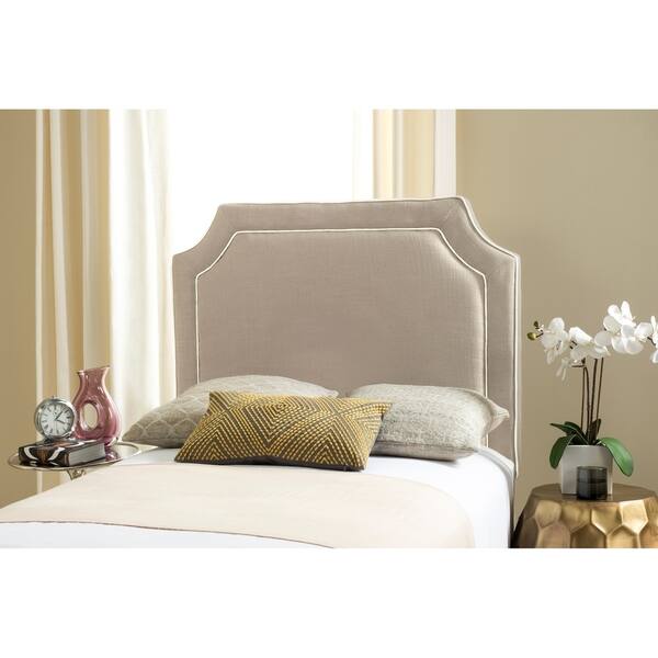 Safavieh Dane Grey White Piping Upholstered Headboard Twin Safavieh Dane Grey White Piping