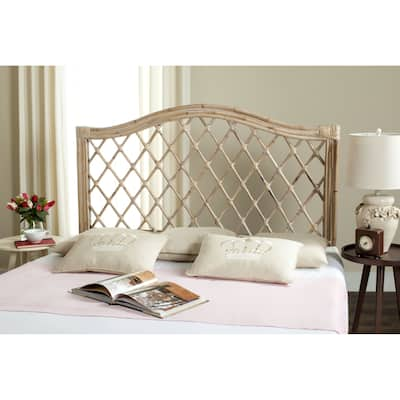 Safavieh Gabrielle White Washed Rattan Wicker Trellis Headboard (Queen)