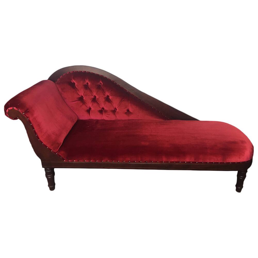Handmade D-Art Red Velvet Chaise Lounge Sofa (Indonesia)