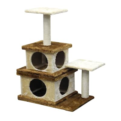 Homessity 32-inch Lightweight Beige and Brown 2 Condo Cat Tree