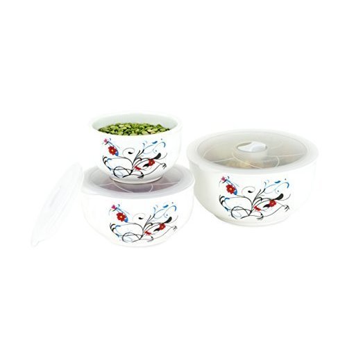 Ceramic Bowls with Vented Lids (3 piece set) Free Shipping On Orders