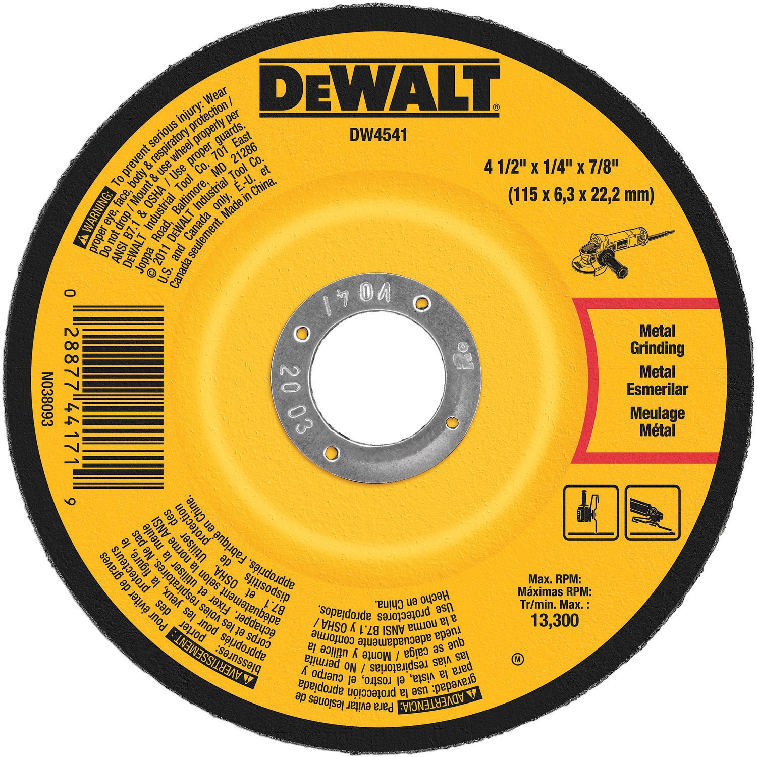 Dewalt Dw4541 4 X X 7 8 High Performance Fast Metal Grinding Wheel Yellow Sale