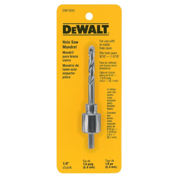 Dewalt DW1800 1/4" Dewalt Hole Saw Mandrels Overstock 11552939