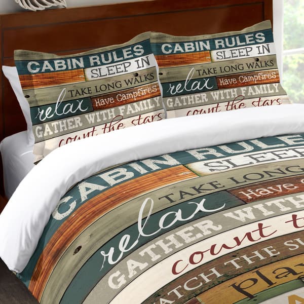 slide 2 of 3, Laural Home Rules of the Cabin Standard Pillow Sham
