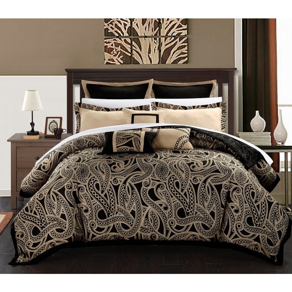 Chic Home Tullia Black/Beige Reversible 8-Piece Comforter/Quilt Set
