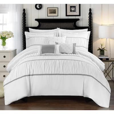 Silver Orchid Monroe White 10-piece Bed in a Bag with Sheet Set