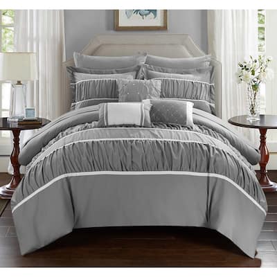 Silver Orchid Monroe Grey 10-piece Bed-in-a-Bag with Sheet Set
