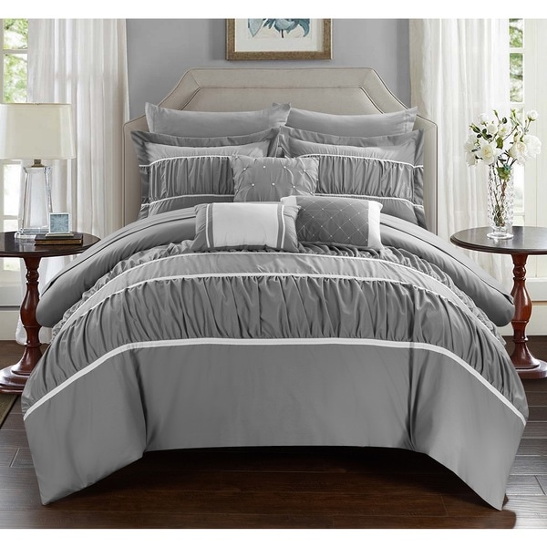 Silver Orchid Purviance Grey 10-piece Bed-in-a-Bag with Sheet Set