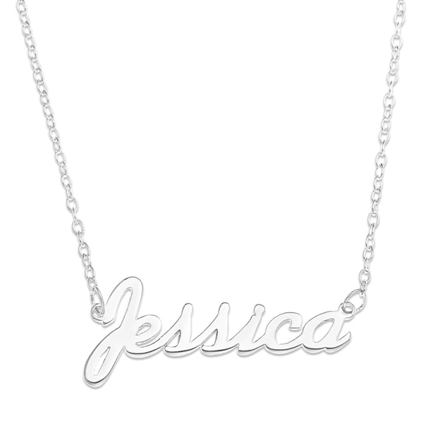 Shop Sterling Silver 'Jessica' Name Pendant on 16-inch Trace Chain ...