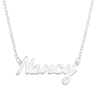 STERLING SILVER NAME PLATE NECKLACE WE MAKE ANY NAME SCRIPT 16" BELCHER CHAIN 