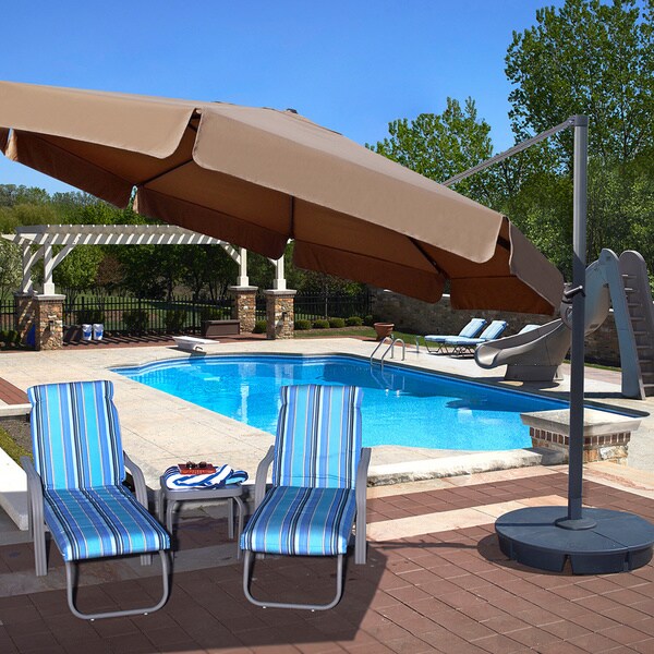 Victoria 13 Ft Octagon Cantilever Umbrella With Valance In Victoria 13 Ft Octagon Cantilever Umbrella With Valance In Sunbrella Acrylic