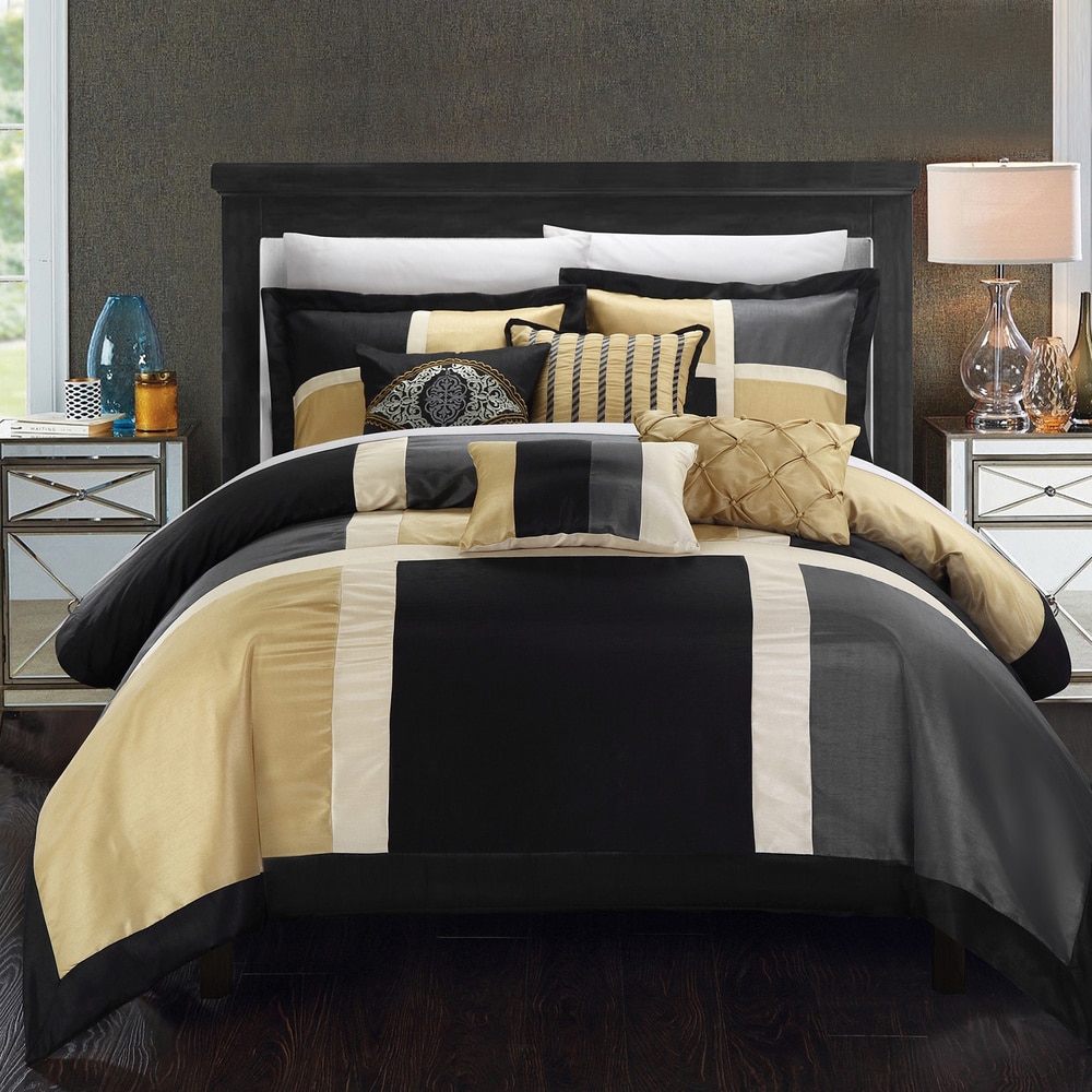 Burgundy & Brown & Beige Suede 7-piece Patchwork Comforter Set Winter Bedding 