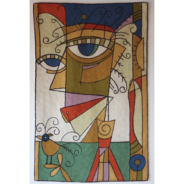 Geo Women Handmade Wool and Cotton Contemporary Tapestry (India)