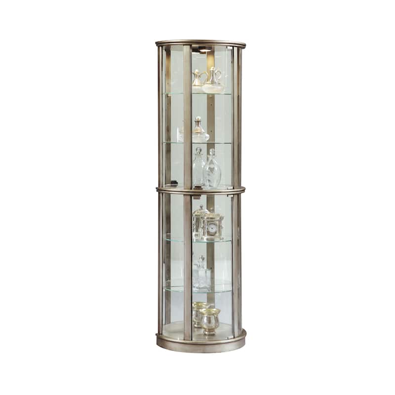 Platinum-tone Wood Demi-lune Curio Cabinet - 22 x 12 x 72