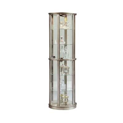 Platinum-tone Wood Demi-lune Curio Cabinet - 22 x 12 x 72