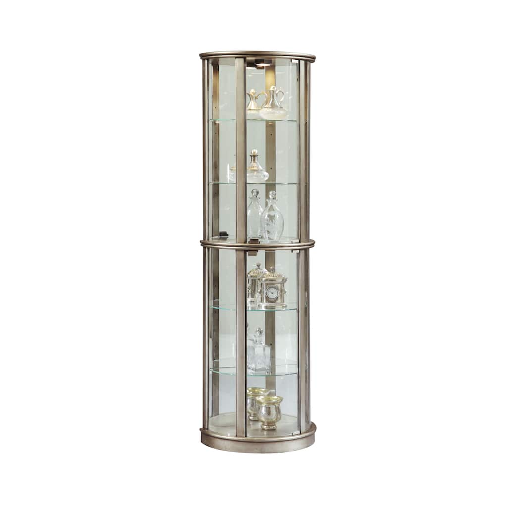 Platinum-tone Wood Demi-lune Curio Cabinet - 22 x 12 x 72