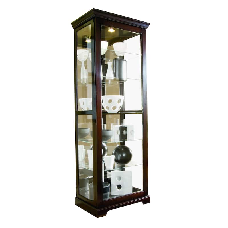 Chocolate Cherry II Finish Two-way Sliding Door Curio Cabinet