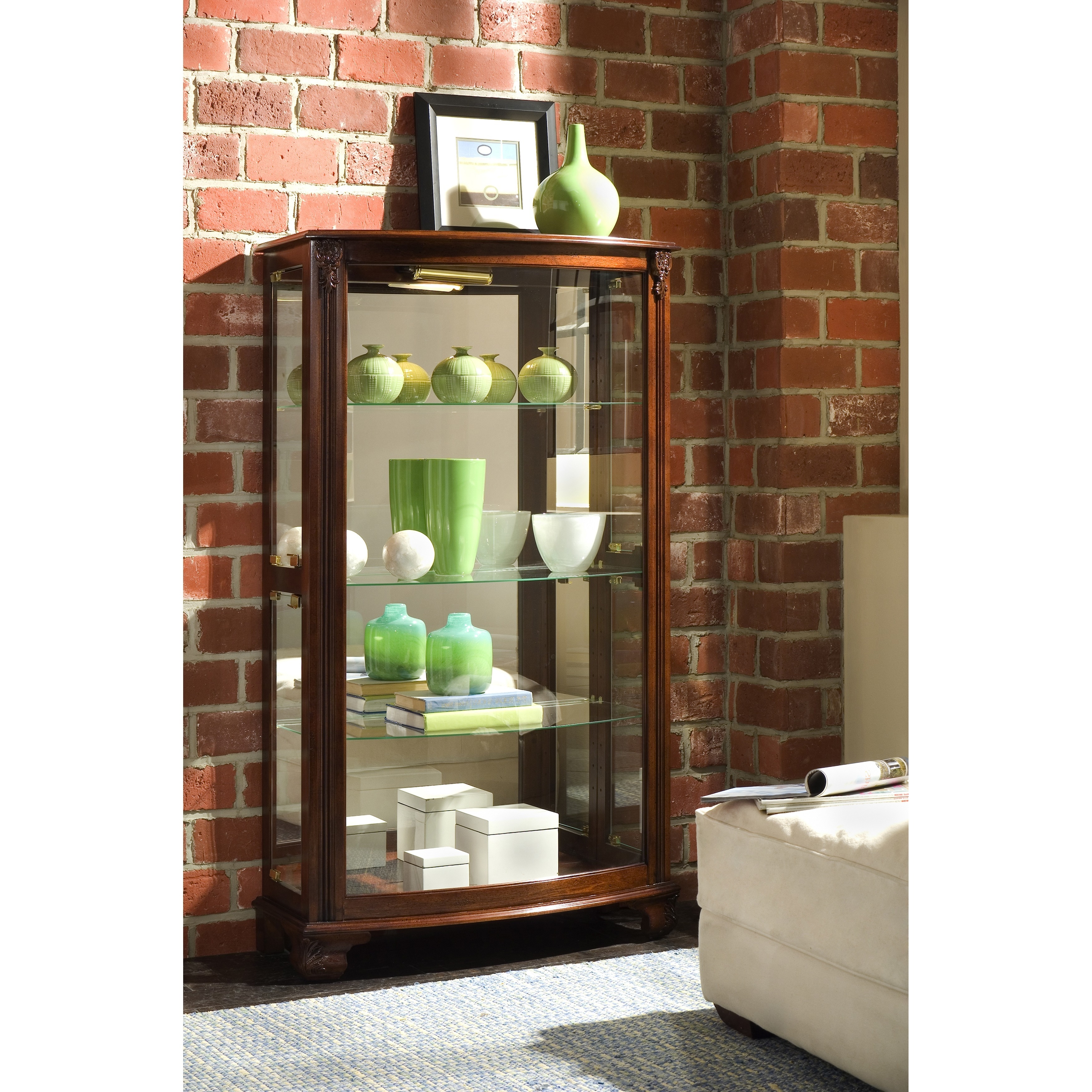 Shop Brown Finish Mantel Height Curio Cabinet 33 X 15 X 59