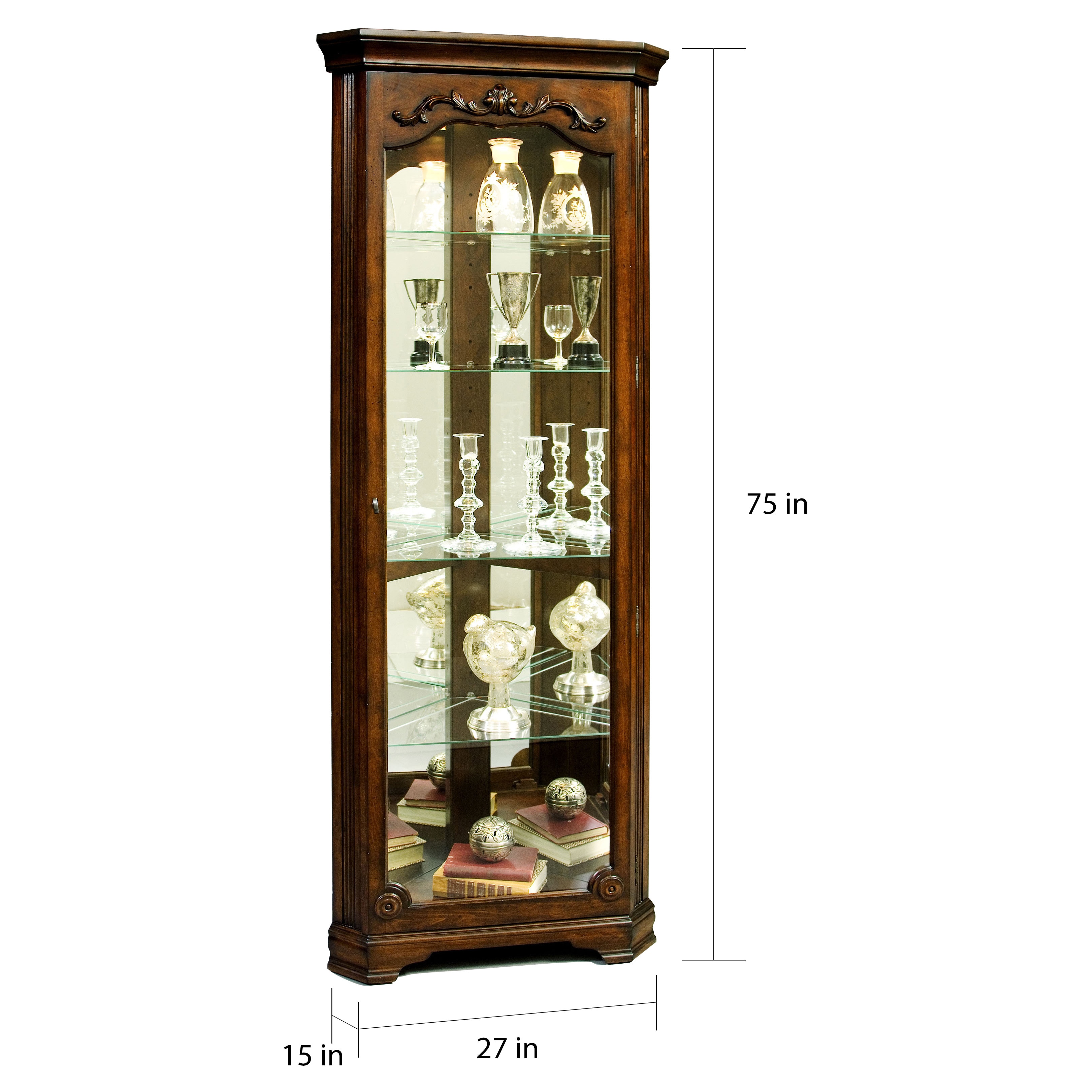 Shop Warm Brown Corner Curio Cabinet 27 X 15 X 75 On Sale