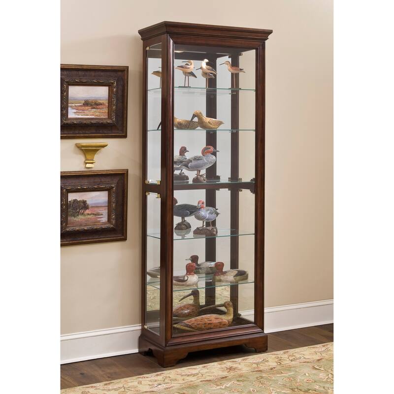 Brown Finish Side Door Entry Curio Cabinet
