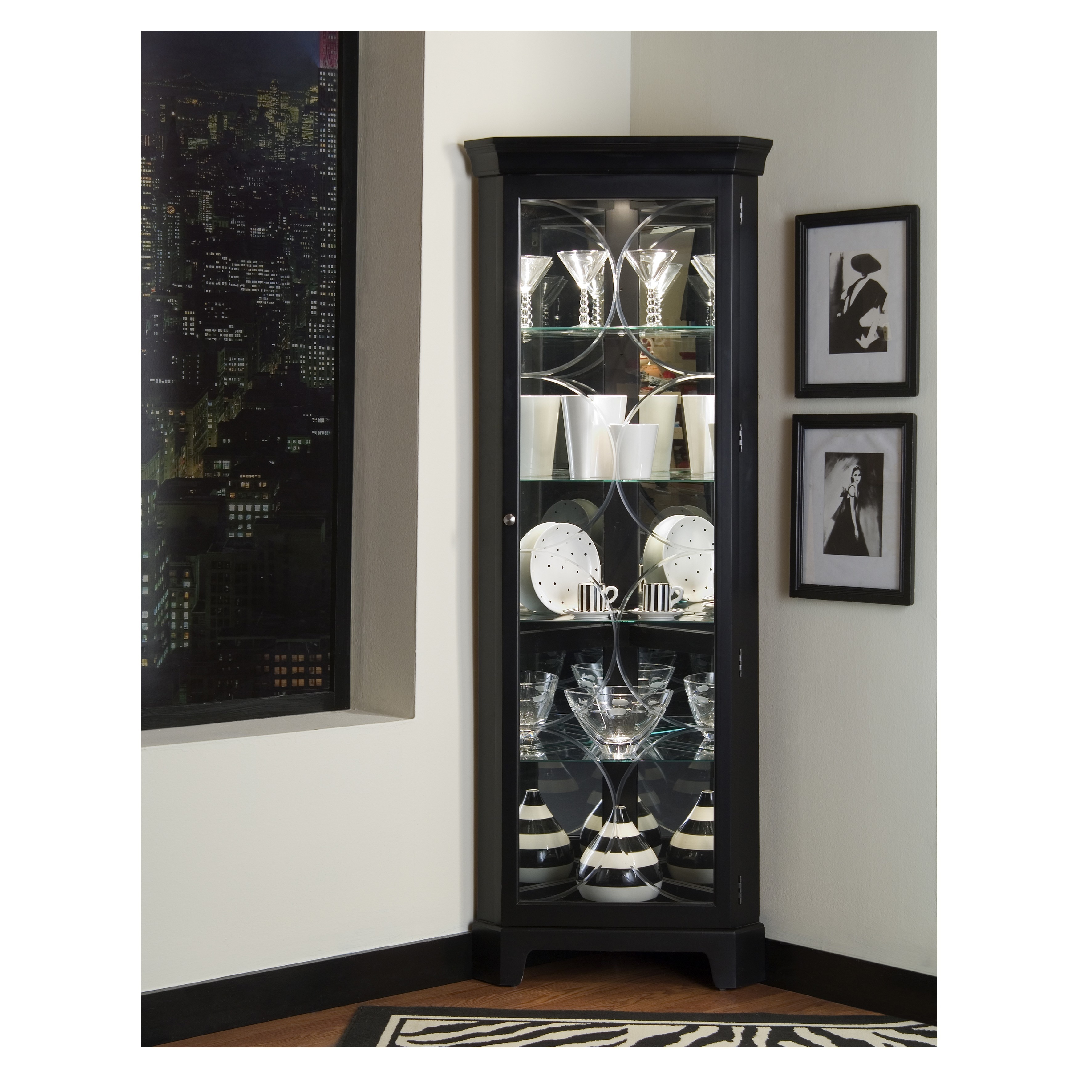 Shop Oxford Black Corner Curio Cabinet 27 X 15 X 74 On Sale