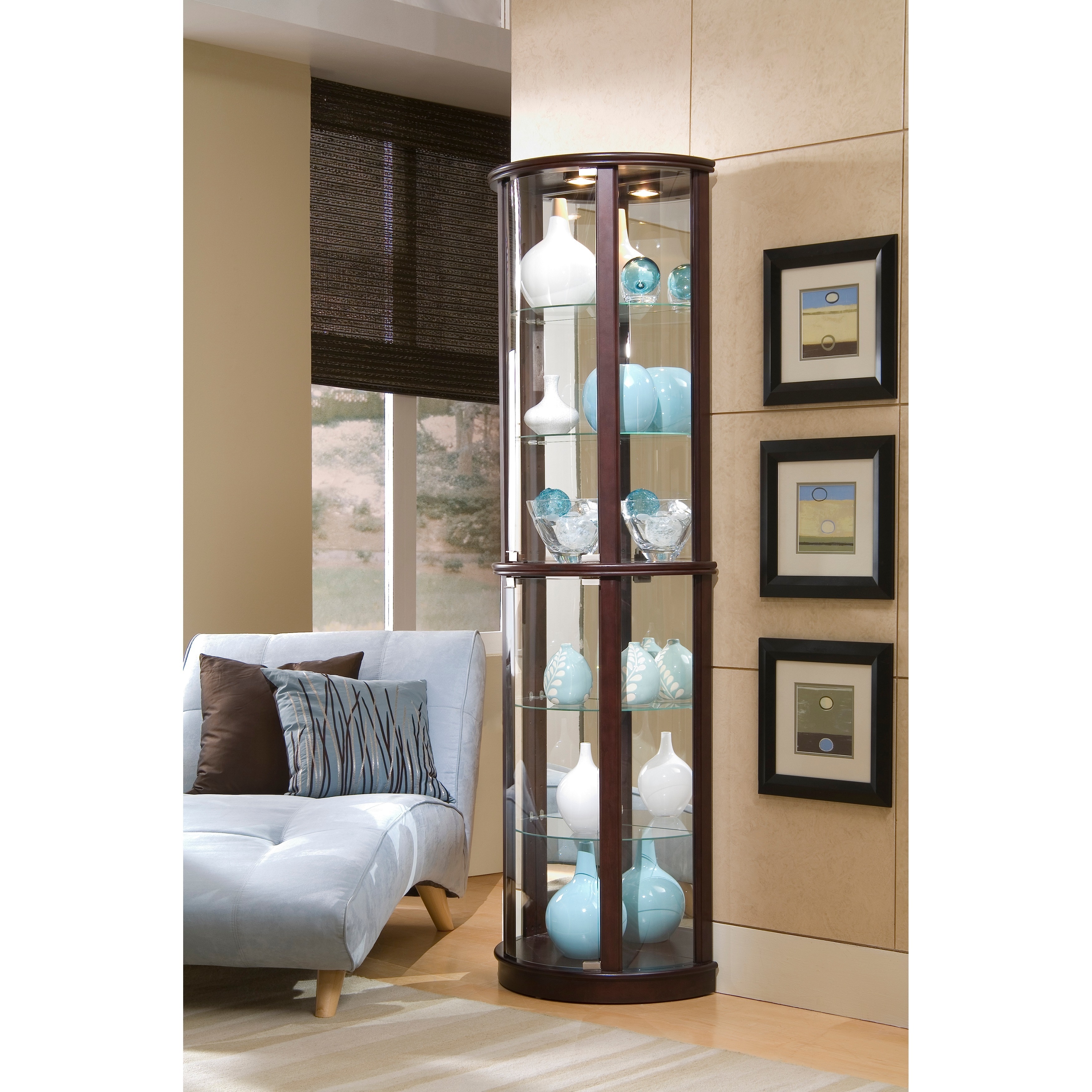 Shop Chocolate Cherry Half Round Curio Cabinet On Sale Free