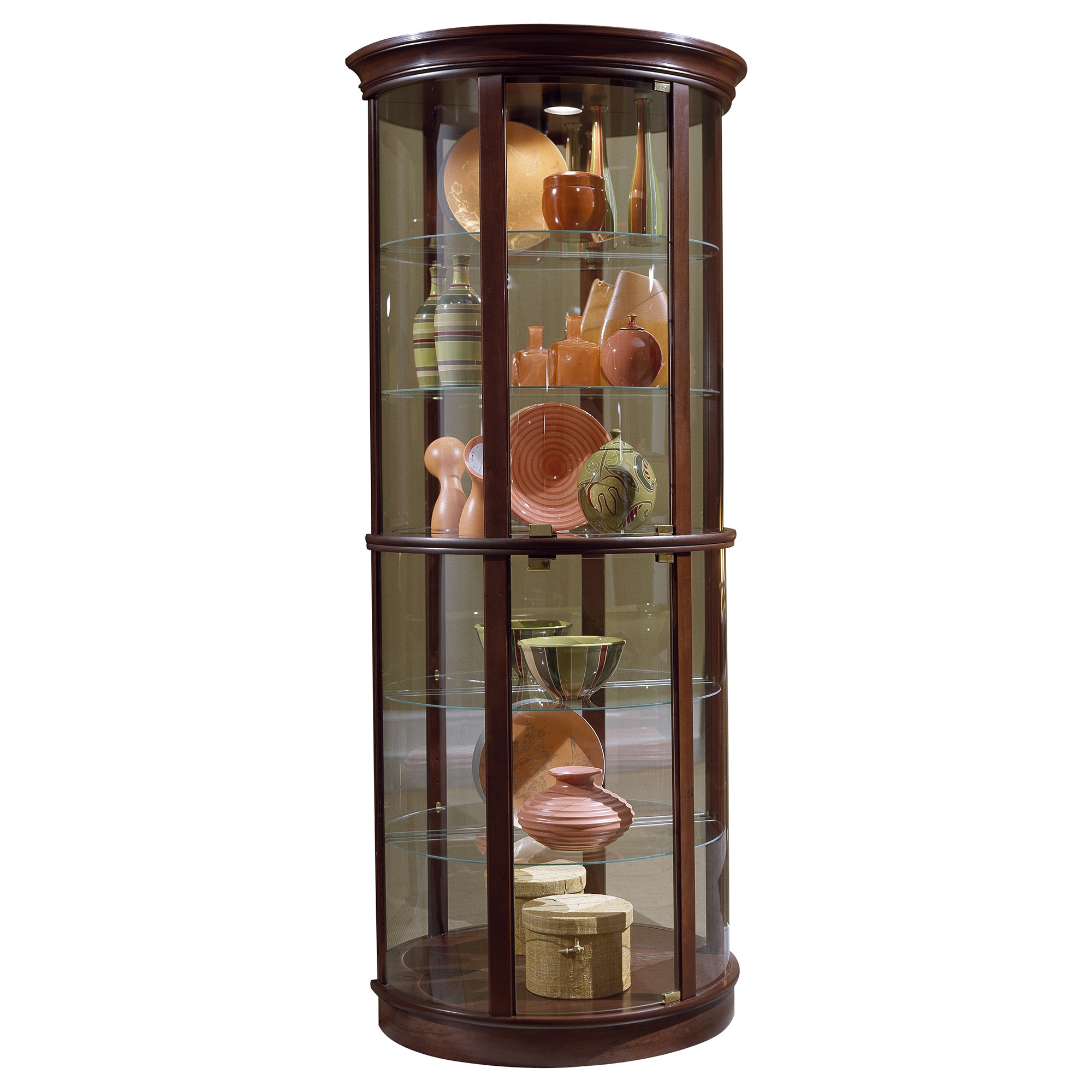 Shop Brown Finish Half Round Curio Cabinet Free Shipping Today